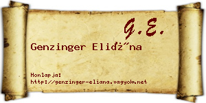 Genzinger Eliána névjegykártya